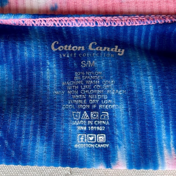 NWOT Cotton Candy Tie Dye Ribbed Tank Top Convertible Keyhole Asymmetrical Crop - Picture 14 of 15